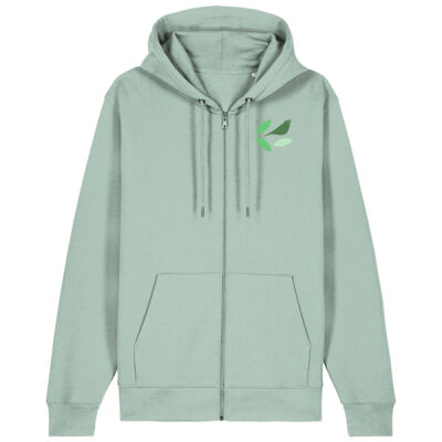 Voksen zip-up hoodie logo bagpå & fugl foran Thumbnail